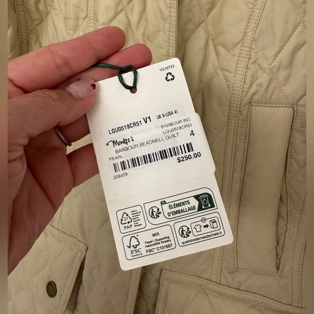 Barbour Beadnell Summer Quilted Jacket, US4 - Picture 9 of 9